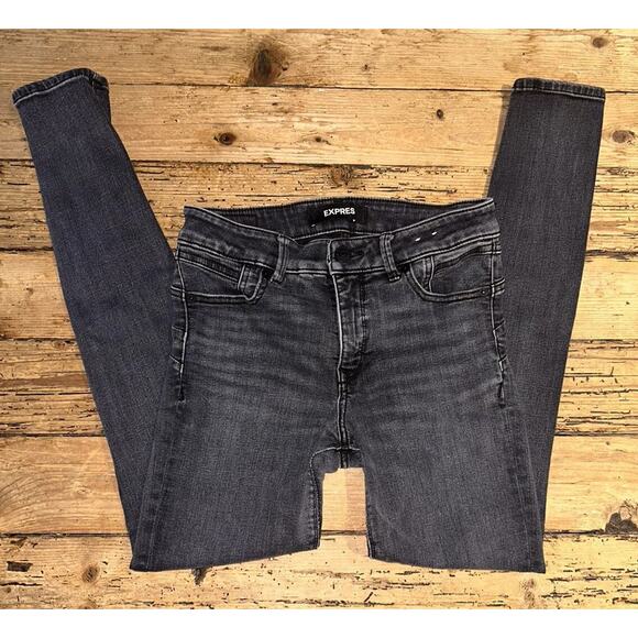 Express Womens Size 6R Grey Dark Wash Stretch Perfect Lift Skinny Jeans - Picture 1 of 9